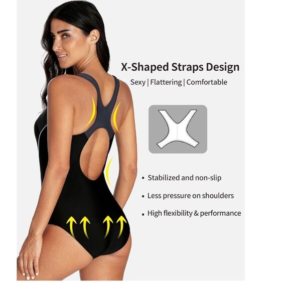 NWT One Piece Swimsuit Athletic Bathing Suit Sz M - Picture 2 of 4